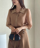 Charlotte See-Through Collar Three Quarter Blouse
