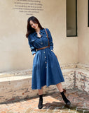 Happiness Denim Shirt Long One Piece (Belt Set)