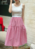 Dite Check Color Matching Banding Flare Skirt