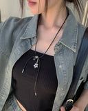 Reubi Star Pendant Leather Strap Necklace