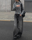 Rec Washing Button Wide Pants