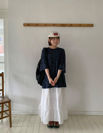 Hondas Nylon Ribbon Tiered Long Skirt