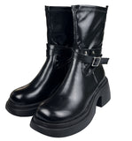 (6.5 cm) Buckle Round Spandex Platform Sole Walker