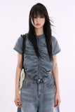 Active hooded nylon shirring zip-up