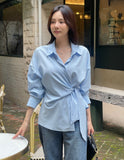 Demore Wrap Collar Shirt Blouse