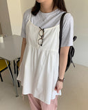 Hohoi button pintuck sleeveless blouse