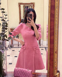 Pond Notch Shirring Ribbon Tweed Mini One Piece