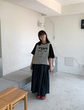 Fruity ribbon banding cargo flare long skirt