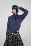 STRIPE HIGH NECK ZIP-UP