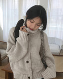 Alpo high neck button knit cardigan