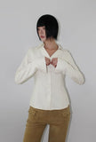 SUEDE STRIPE V-NECK SHIRT