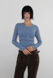 (Brushed) TIE-BACK STRIPE LONGSLEEVE