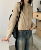 Hepo non-collar cropped leather jumper