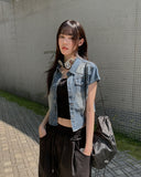 Kit Short Sleeve Snap Denim Shirt