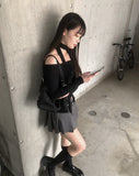 In-the-Low Belt Pleated Skirt Pants