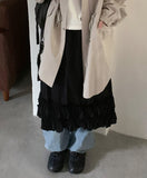 Enfu Banding Frill Tiered Midi Skirt