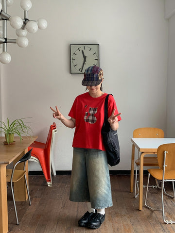 Yuuri Washing Bermuda Denim Pants