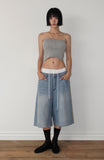 DOUBLE WAIST BERMUDA DENIM