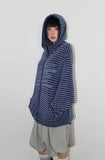 LETTERING STRIPE KNIT HOODIE