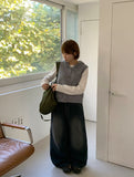 Egelli Cable Button Hood Knit Vest