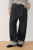RAW TWO-TUCK WIDE DENIM