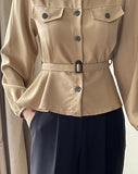 Deca Peplum Trench Jacket Blouse (Belt Set)