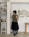 Enniki Flower Banding Frill Midi Skirt