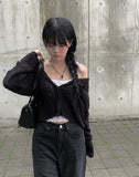 Center Hood Crop Cardigan