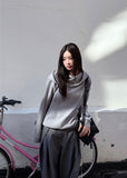 DRAPE NECK KNIT HOODIE