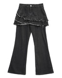FRINGE DENIM SKIRT PANTS