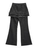 FRINGE DENIM SKIRT PANTS