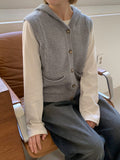 Egelli Cable Button Hood Knit Vest