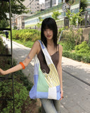 Hari Check Patch Ribbon Big Shoulder Bag