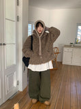 Yuyuri Fluffy Fur High Neck Over Zip-up Jumper