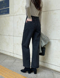 Press Cotton Wide Banding Denim Pants
