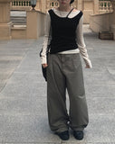 Denny Pintuck Wide Cotton Pants