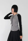STRIPE RAGLAN HOOD TEE