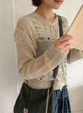 Tumilo Summer Openwork Punching Knit Cardigan