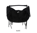Suede Buckle Fringe Shoulder Bag