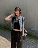 Kit Short Sleeve Snap Denim Shirt