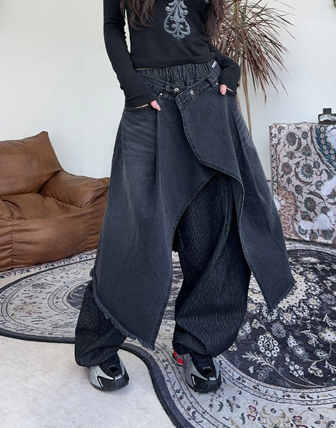 【SATIIIZ】Esop denim wrap skirt SATIIIZ (サティーズ) - エフデニムラップスカート / Esop denim