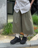 Ald Pin Tuck Banding Bermuda Cotton Pants