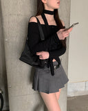 Bring Off Shoulder Muffler T-Shirt Set