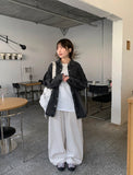 Hedeki banding snap button wide cotton pants