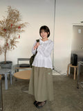 Tomou banding patch cargo cotton long skirt