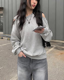 Joying Shoulder Slit Sweatshirt