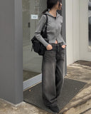 Rec Washing Button Wide Pants