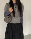 Trin Ribbon Rib Wool Round Short Sleeve Knit