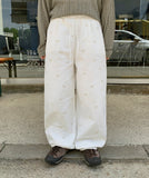 Hoity ribbon banding wide cotton pants