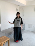 Fruity ribbon banding cargo flare long skirt